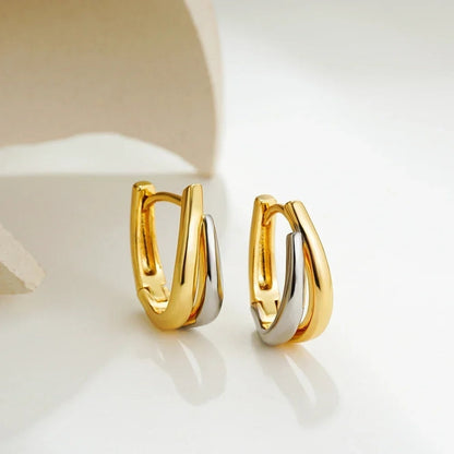 Simple Double Layer U Shape Mini Hoop Earrings